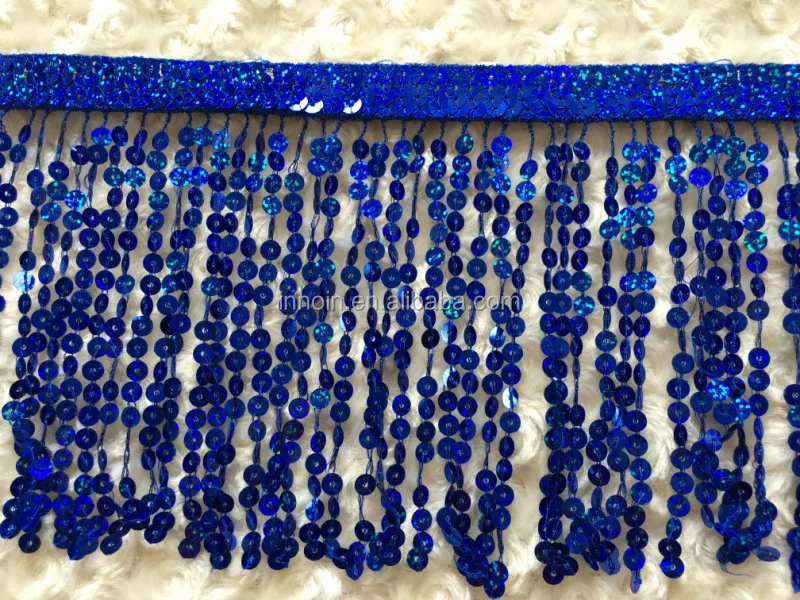 6 Inches 10 Yards Sequin Chain Trimming Long Sequin Fringe For Selling