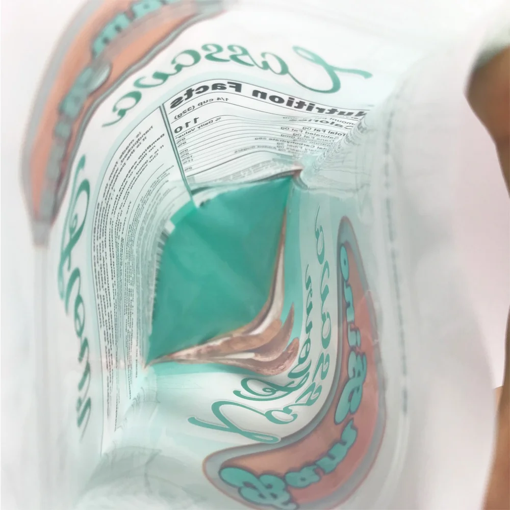 250g 500g Food grade laminated plastic glossy print stand up custom packaging ziplock bag for cassava flour