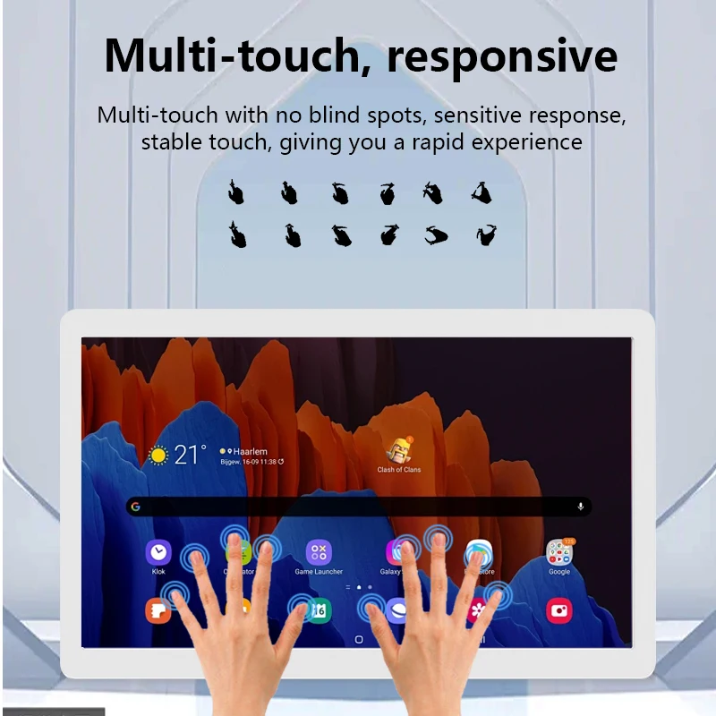 2025 настенный узкий ободок 14 дюймов Android 12 сенсорный экран Rk3399 1920*1080 Wifi Tablet