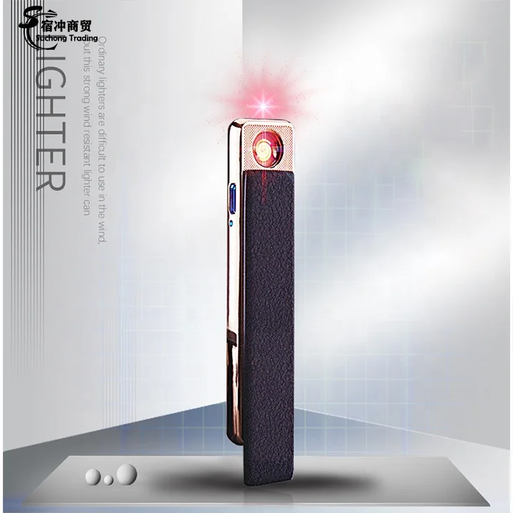 Mini Ultrathin Portable Windproof Flameless Tungsten Wire Ignition Usb Rechargeable Electronic Cigarette Lighter
