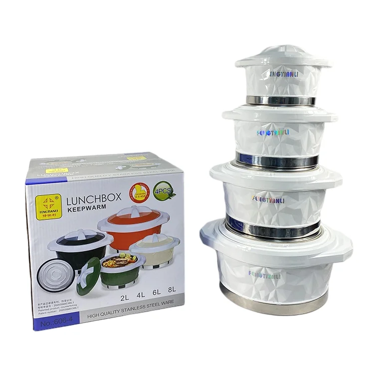 4 Pcs Set Insulated Hot Pot Abs Plastic Shell Food Warmer 2l 4l 6l 8l Casseroles