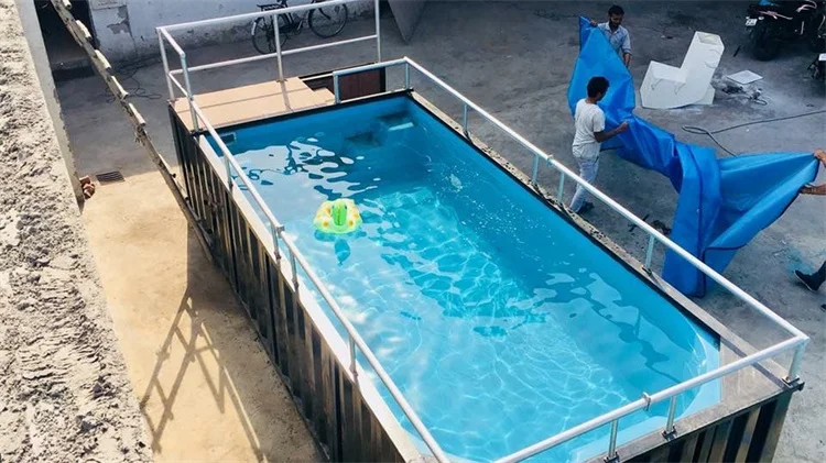 Custom large outdoor  20ft 40ft model above ground container swimming pool price fiberglass container pool