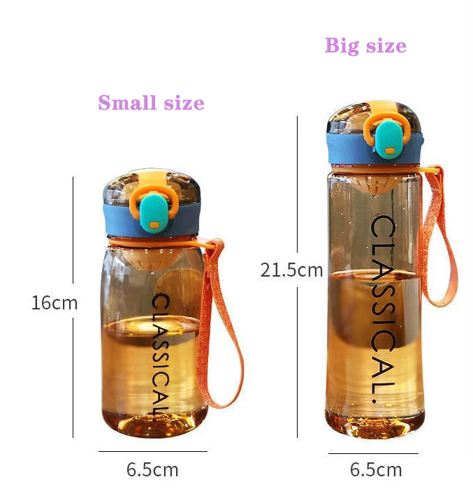 Plastic Kids Water Bottle With Straw Cute Printing Child Drink Water Bottle Reusable Water Bottles Sports