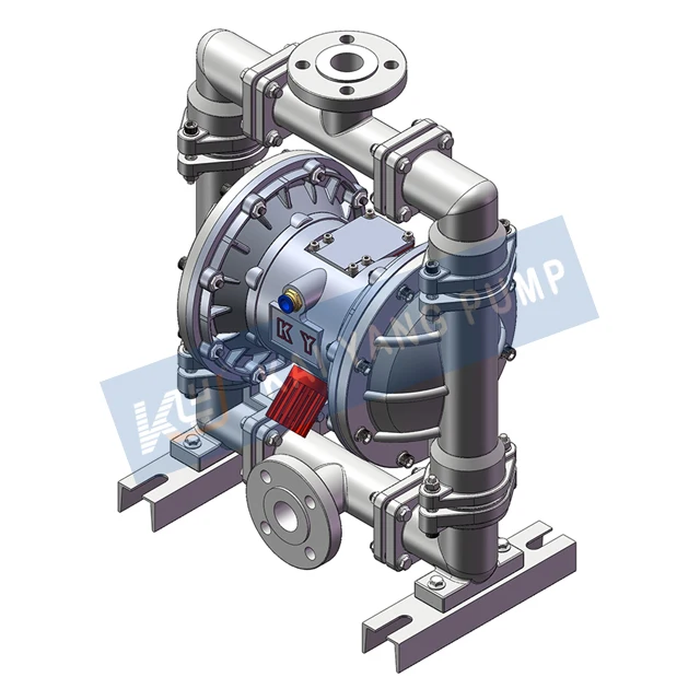 SS304 Lined With PTFE Diaphragm Pump Pneumatic Liquid Transfer Powered By Compressed Air No Electrical Sparks Are Generated