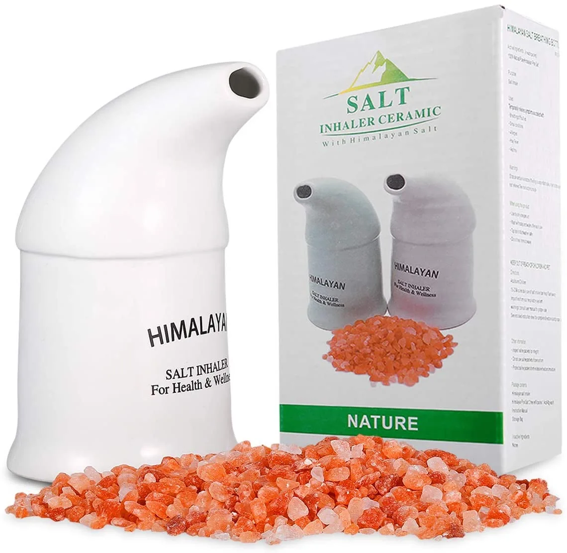 Himalayan salt  inhaler  Easy to Use Ceramic Salt Inhaler and Includes Pure Himalayan Pink salt scrub