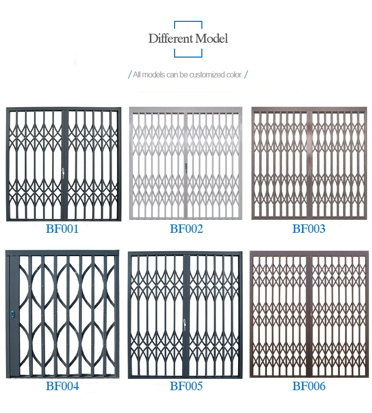 Outside House Yard Aluminum Alloy Door Burglar proof Retractable Front Door Security Gate