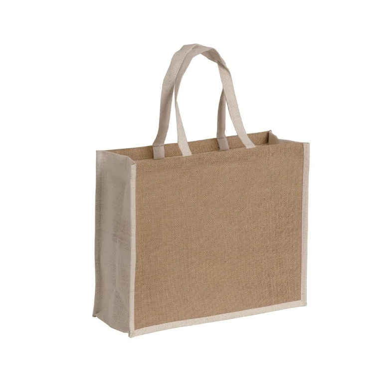 Новый дизайн оптовая продажа простая сумка для покупок с индивидуальным принтом большая НАТУРАЛЬНАЯ Экологичная из джутовой мешковины