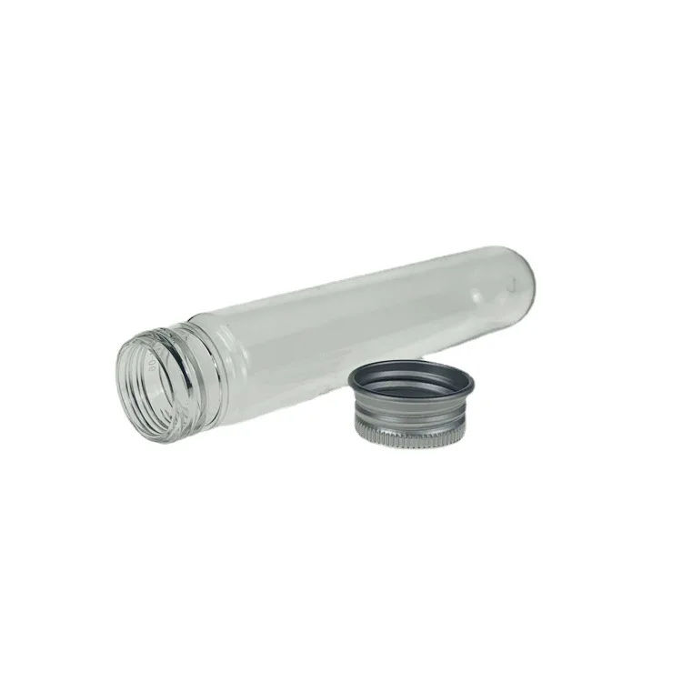 Customized 80ml Round Bottom PET Plastic Test Tube with Aluminum Screw Cap for Shoes Laces Charging Cables Candy Packaging