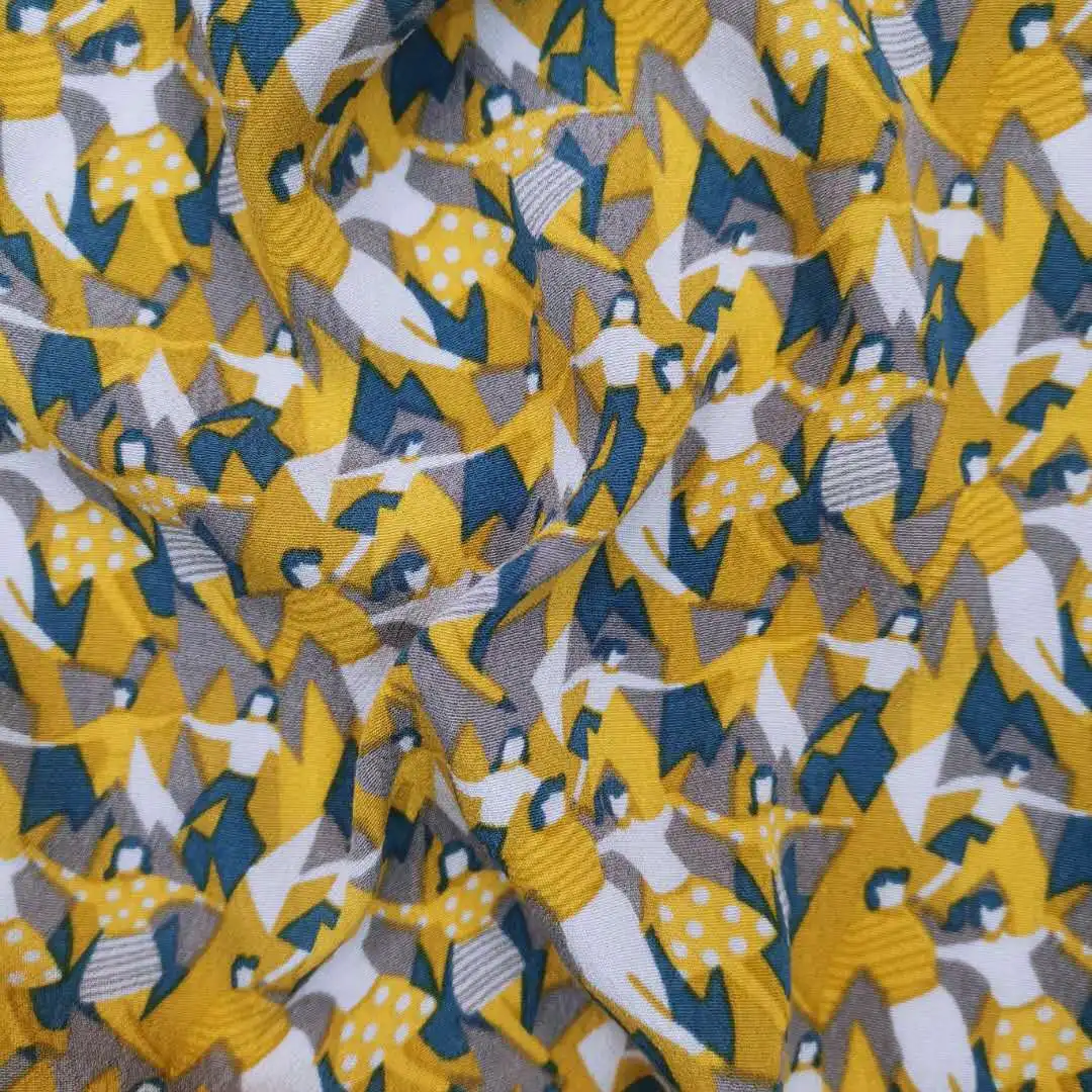 
High quality China manufacture screen printing viscose /rayon soft handfeeling fabric for fashion ladies 