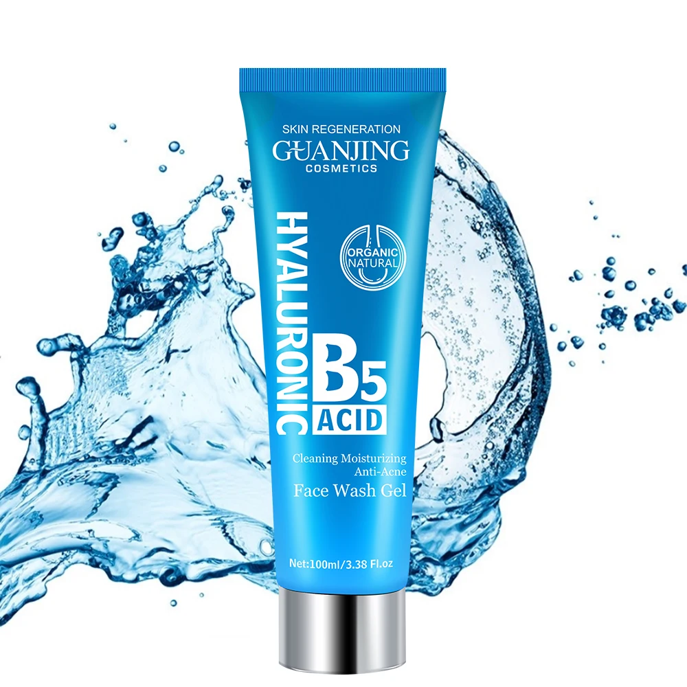 GUANJING Daily Care Cleaning Moisturizing Face Wash Gel 100ml Skin Anti-ance Hyaluronic Acid Cleanser