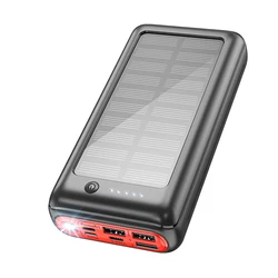 Cell Phone Solar Power Bank 30000Mah Power Banks Portable Charger Led External Battery Powerbank