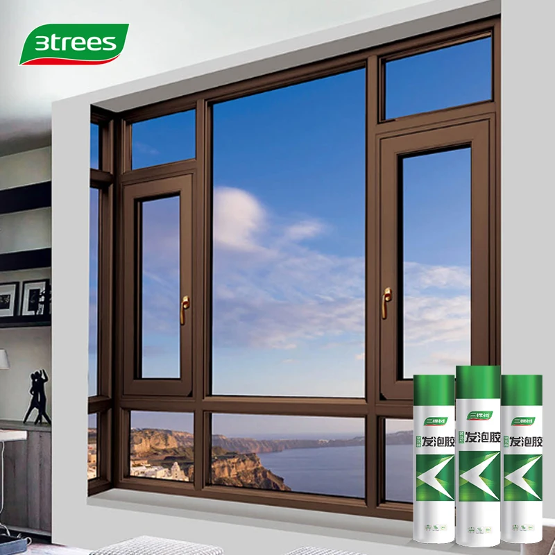 3trees Elastic Polyurethane Foam Caulk Strong Adhesion PU Foam Polyurethane Adhesive For Door And Window Caulking
