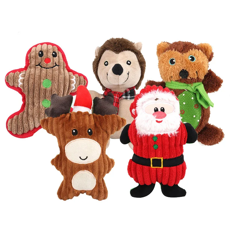 New Christmas Santa Claus Pet Dog Toys Chew Squeaker Pet Plush Toys For Dogs Cute Biting Rope Sound Toys