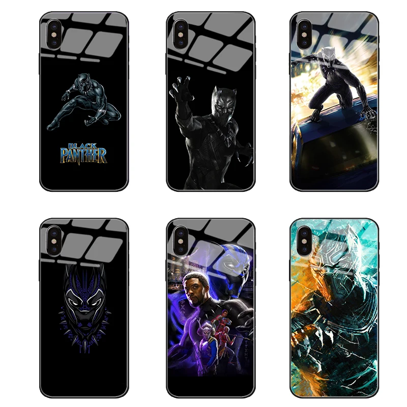 Black Panther Chadwick Boseman Glass Phone Cases for iPhone 11 Pro Max XS XR 7 8 Plus