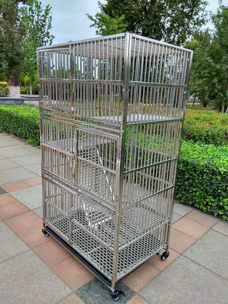 3-layer Household Pet Habitat Cat Villa Houses Cage Wooden Case Metal Large Stainless Steel Animal Sustainable Button 2pcs Lize