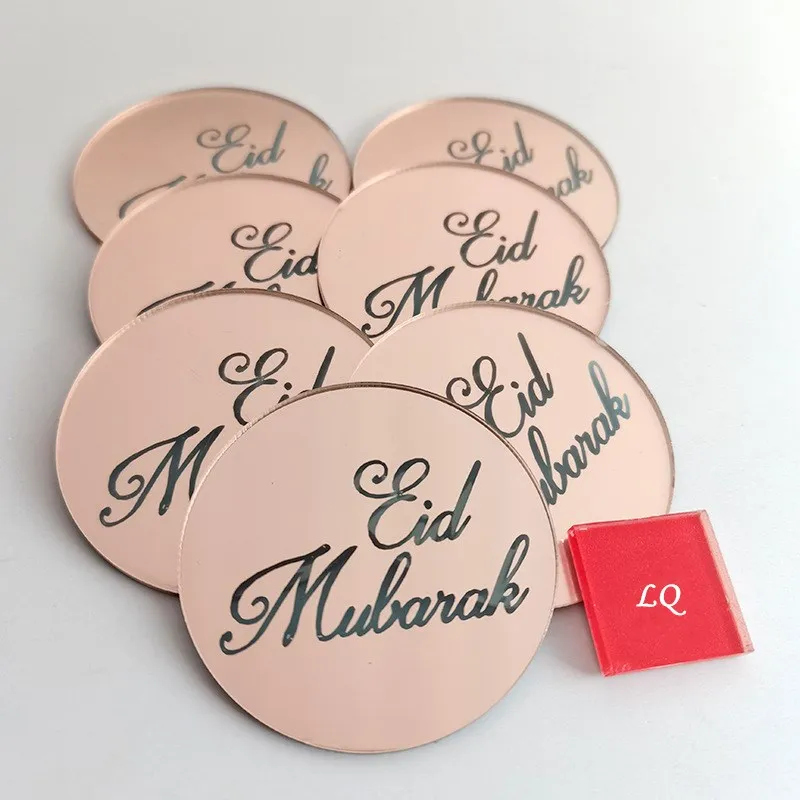 
Laser Acrylic Disc Eid Mubarak Cupcake toppers For Cake Decor Tag 