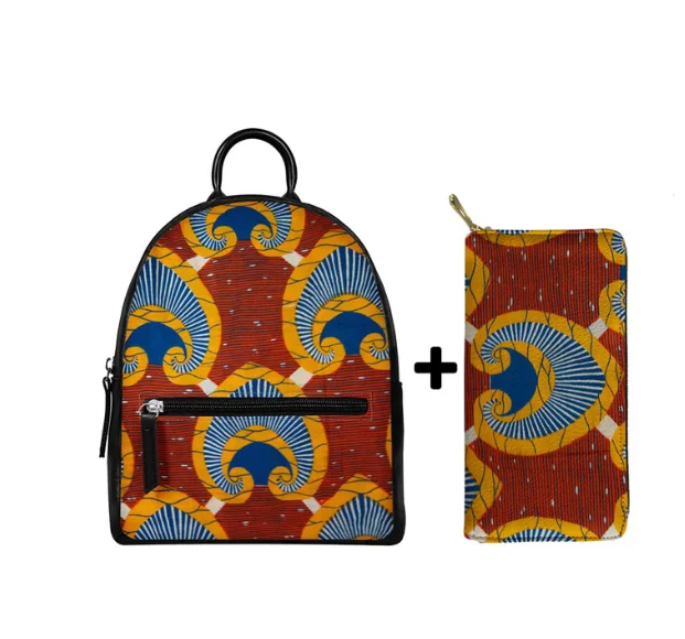 Popular Women Pu Leather Backpack Bag Shoulder Bags Luxury Printed Mini Backpack Women African Design Mini Backpack Bag Dropship
