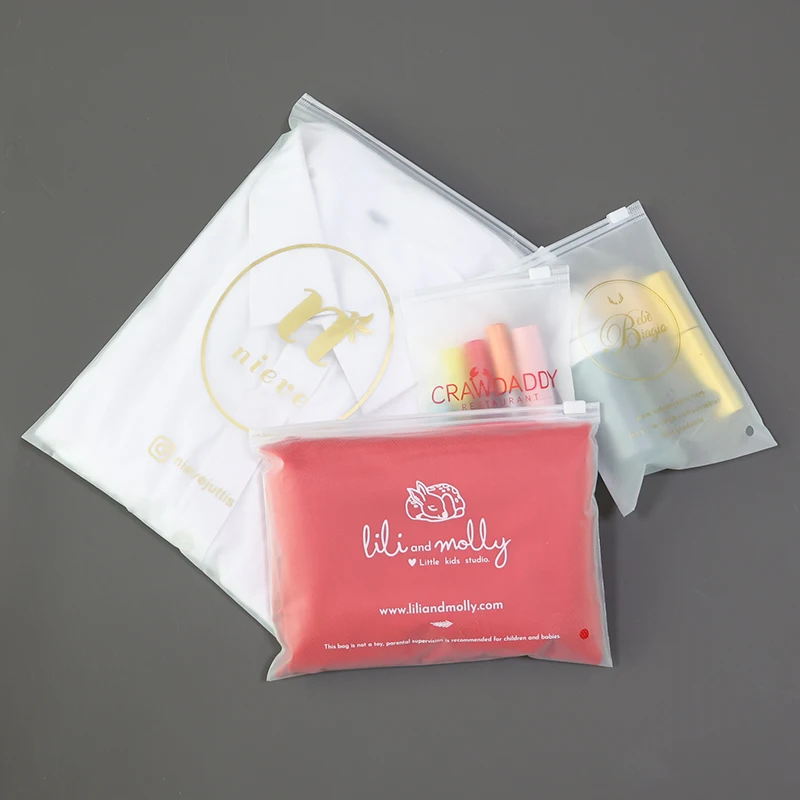 Matte Frosted Poly Zipper Bag with own Logo Biodegradable Clothing Ziplock Bag for Package