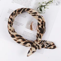 B837 Women Square Scarf Hair Tie Band For Business Party Vintage Retro Head Neck Silk Satin Scarf