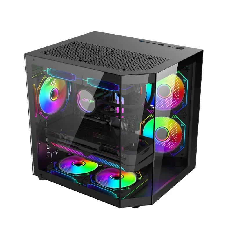 Factory Price New Trend Pc Case Glass Panel Gaming Computer Cases PC Micro ATX Tower Case Gaming Casing for PC