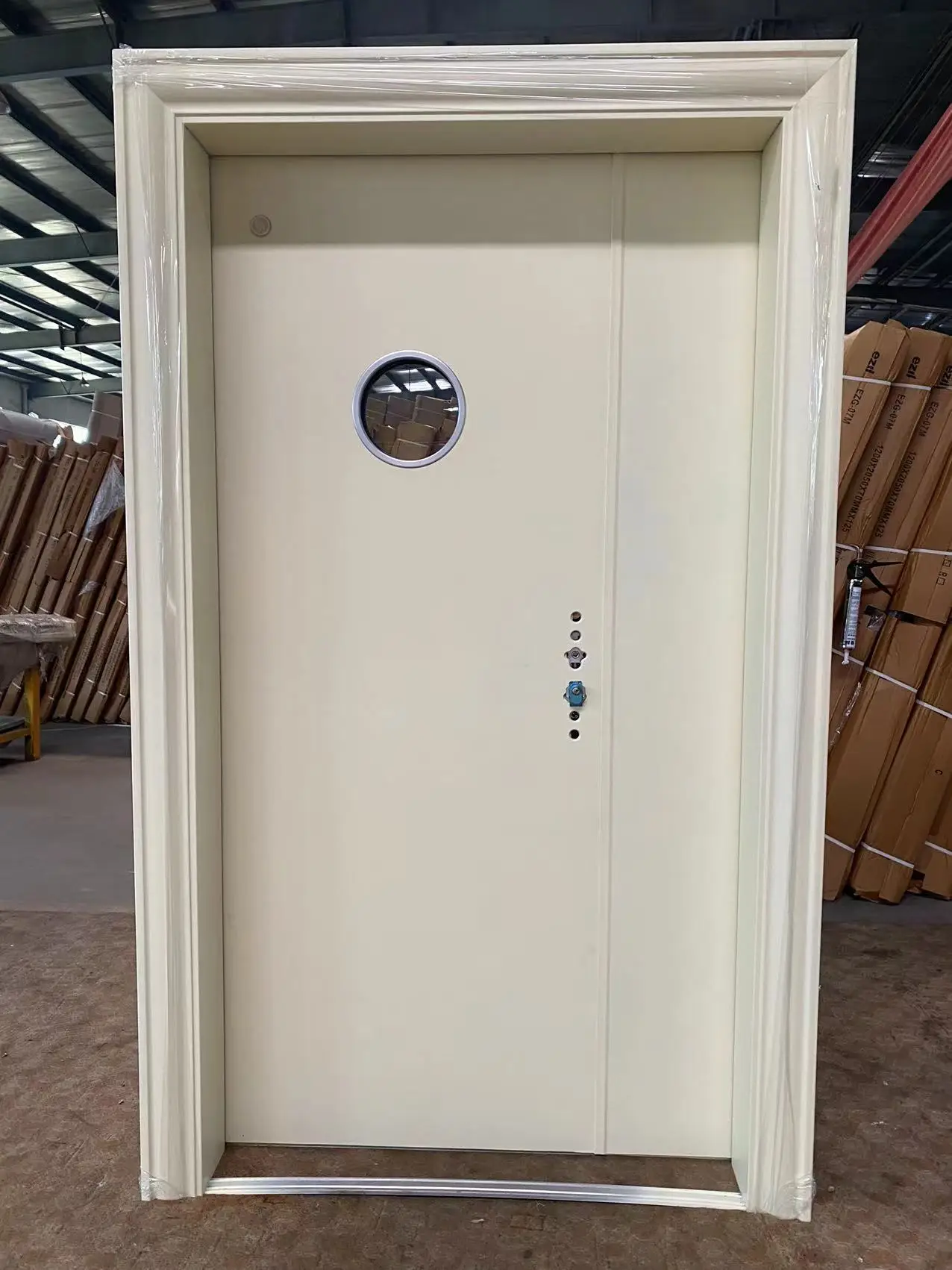 AIAOV Market wholesale school special steel safety door with glass perspective window design
