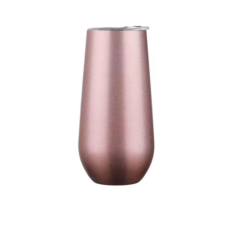 16oz 750ml Black Pink Colored Luxury Stemless Steel Unbreakable Double Wall Bottle And Wine Tumblers Champagne Flutes Glasses