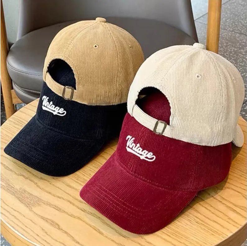 Custom hat corduroy handmade baseball cap men and women winter corduroy warm hat high quality soft top duck tongue cap gifts