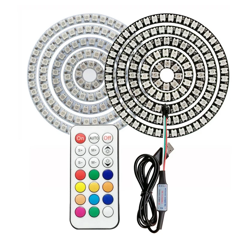 WS2812B LED Pixel Individually Addressable Ring 8/16/24/35/45Leds WS2812 Built-in IC Full Color Circle Led Modules Light DC5V