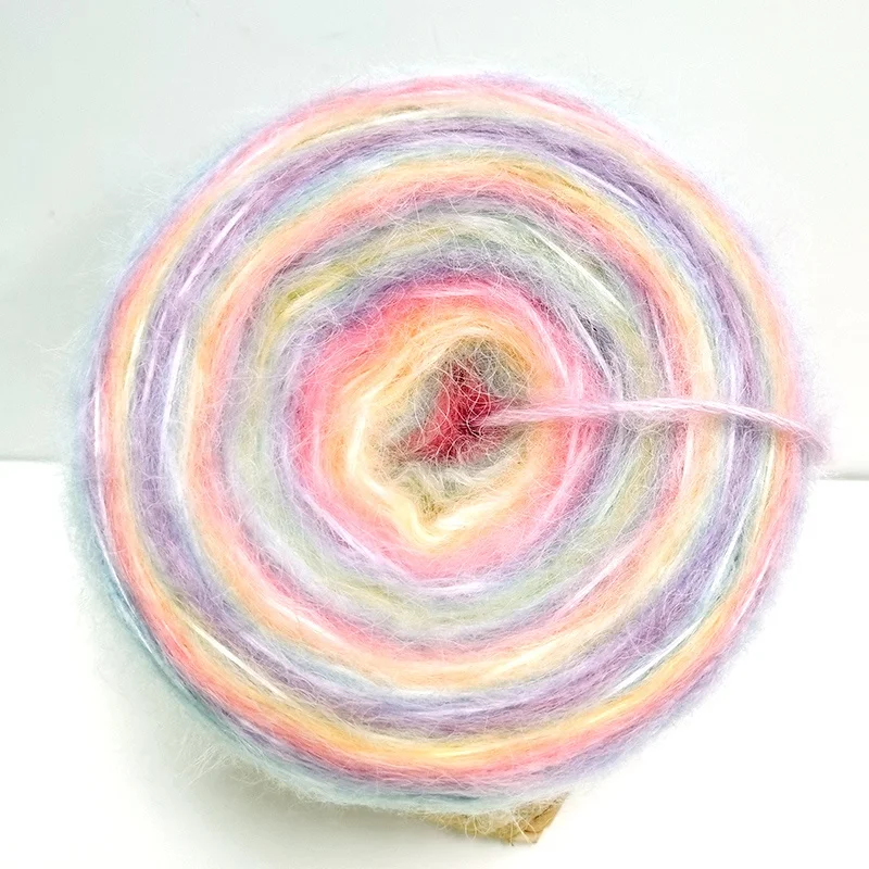 
2021 New Goods Gradient Color Yarn cone Hand Knitting Scarf Acrylic Polyester Nylon Wool Blended Yarn 