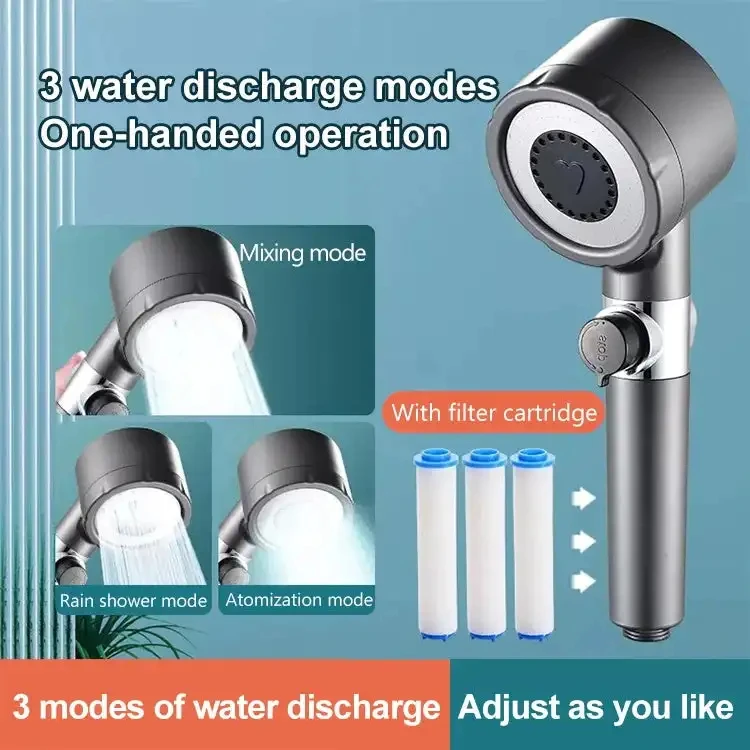 Powerful Pressurized Hand Shower, Negative Ion Filter Spray Shower Head, Massage Bathroom Shower Head Chrome Ceramic