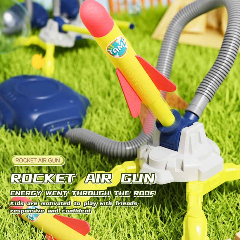 Competitive Foot Pedal Light Launch Rocket Toy Outdoor Space Launch  Rocket Pedal Air Pump toy  with 6 rockets and air launchers