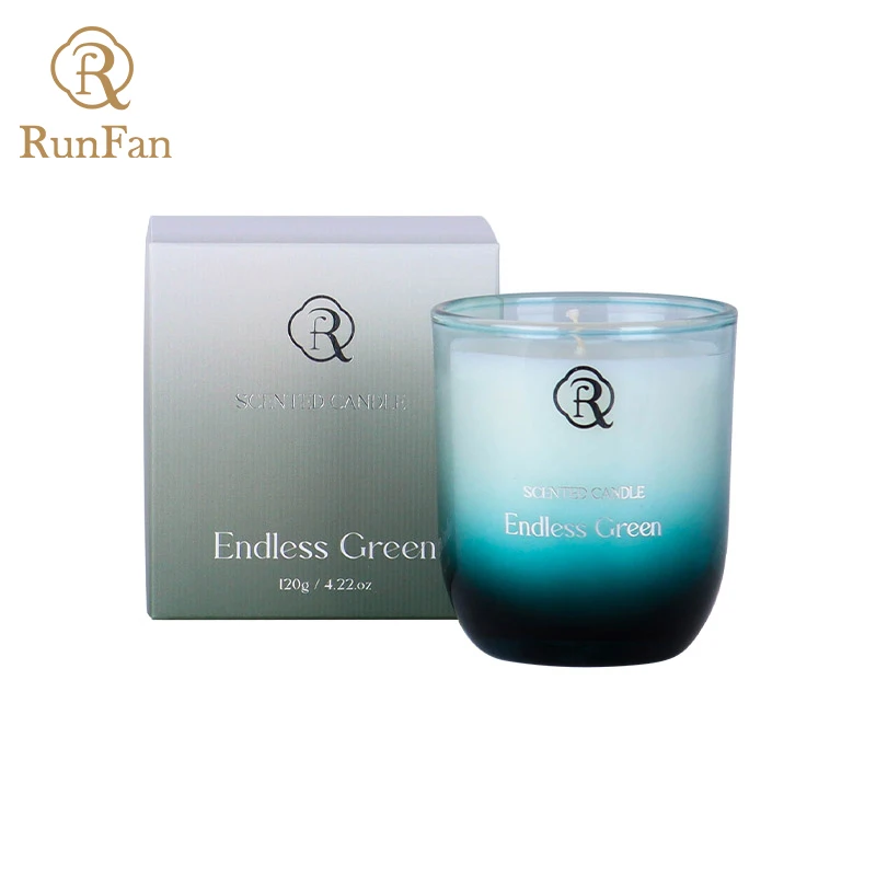 New Design Luxury Gradient Glass Jar Soy Wax Scented Candle With Folding Box