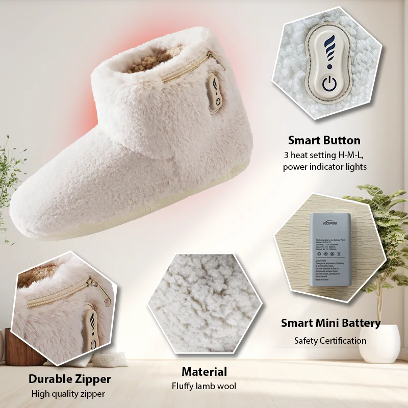 Wholesale Customized Cute Winter Home Japan Electric Smart Heated Slippers Footwarmer Rechargeable Heated Shoes