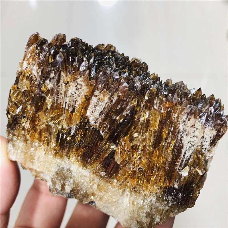 Natural Raw Rough Amber Calcite Specimen Chrysophoron yellow cluster Quartz Crystal Mineral Specimen