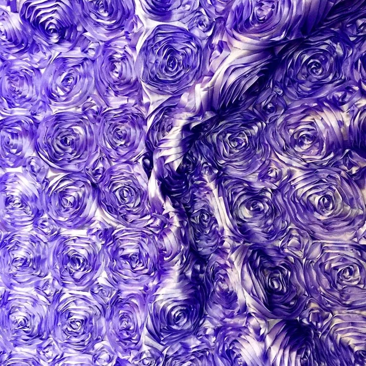 Wedding Carpet Table Cloth 3D Rose Flower Embroidery Satin Rosette Fabric embroidery rosette fabric for wedding decoration