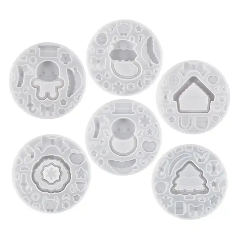 Y3898 DIY Epoxy Resin Mold Snowman Gingerbread Man Christmas Socks Tree Shaker Silicone Mold