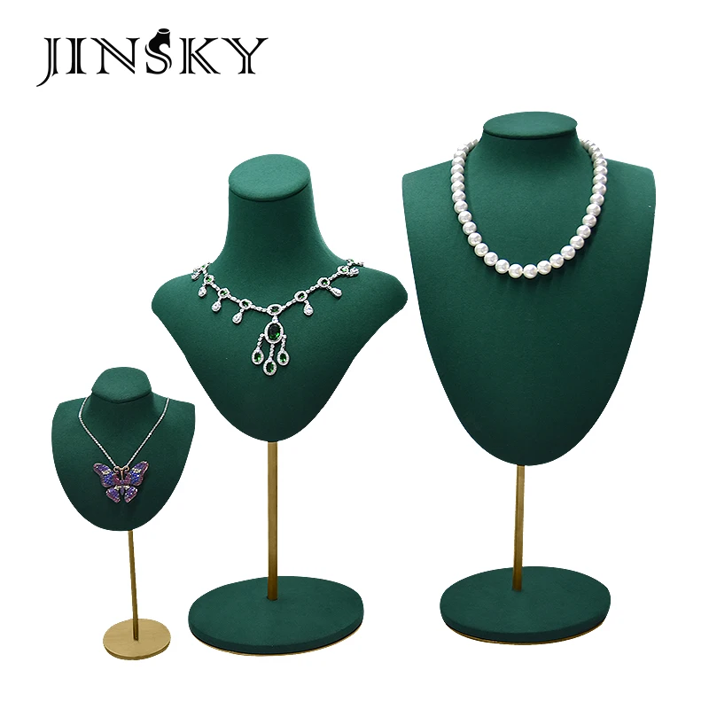 Luxury Mannequin Necklace Stand Holder  Microfiber Jewellery Display Bust necklace jewelry display stand for window showcase