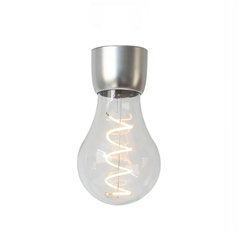 Modern New Design Wood Magnetic Floating Levitating Led Light Bulb Lamp With Wireless Phone Charging Charger