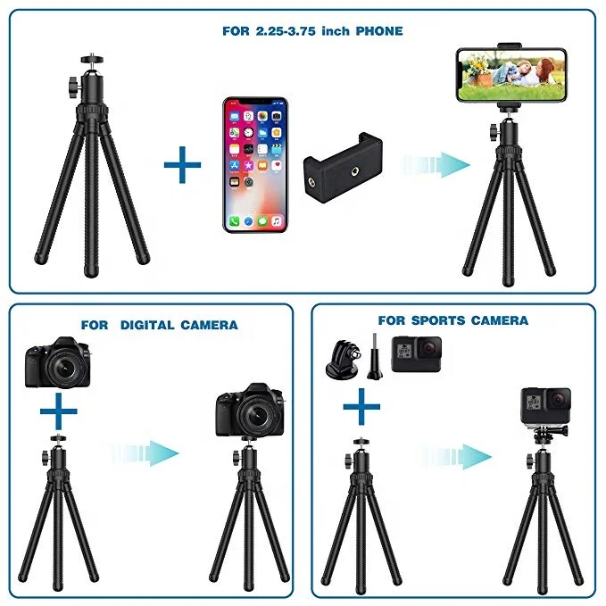 Camera Tripod Selfie Stand Flexible  Remote Shutter Sponge Octopus Mini Tripod