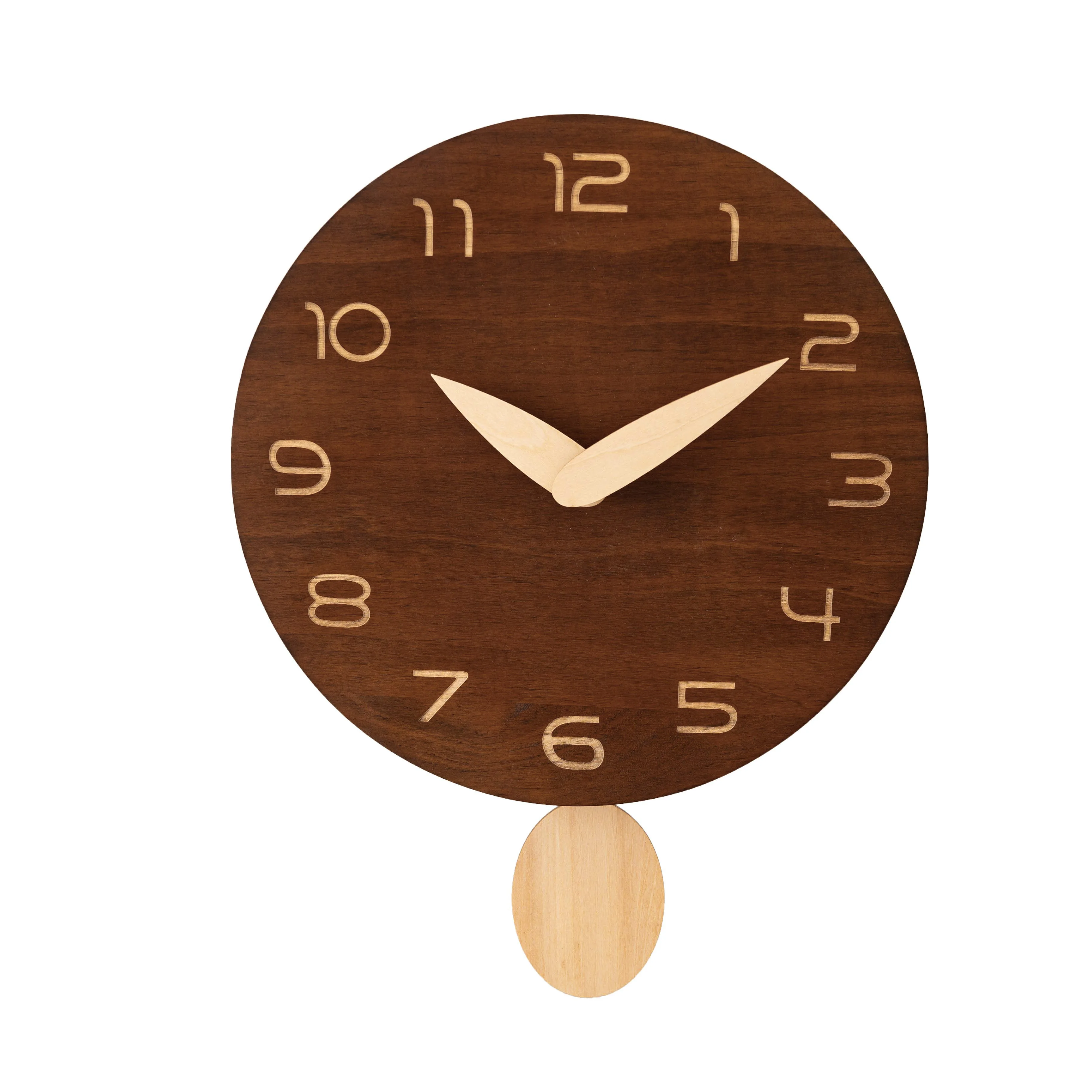 Wooden made pendulum wall clock modern brief design home decor wood wall clock