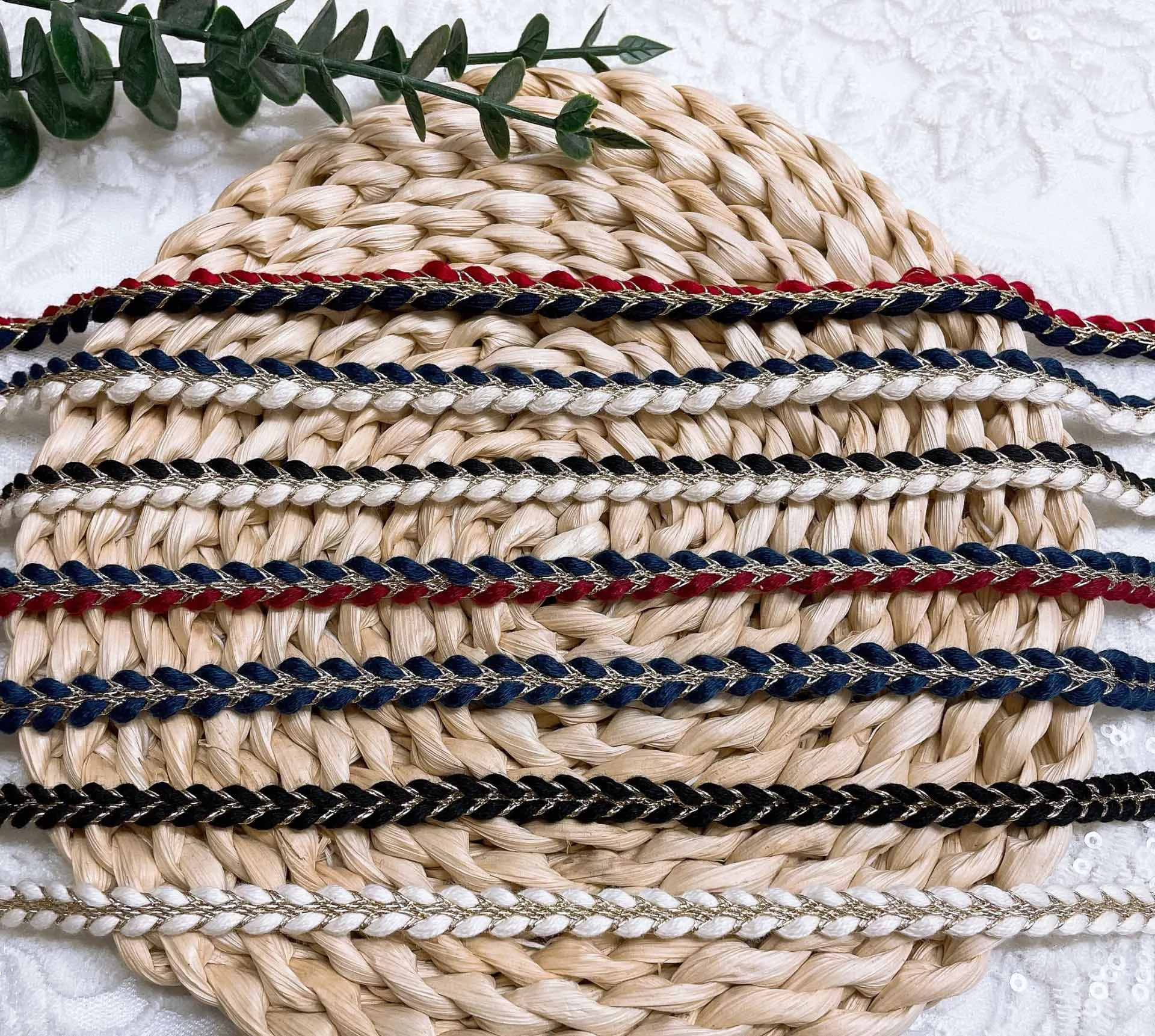 JFL016 Small Fragrant Wind Braided Non-elastic Soft Skin-friendly Two-color Rope Braid Clothing Bags Decorative Webbing Access