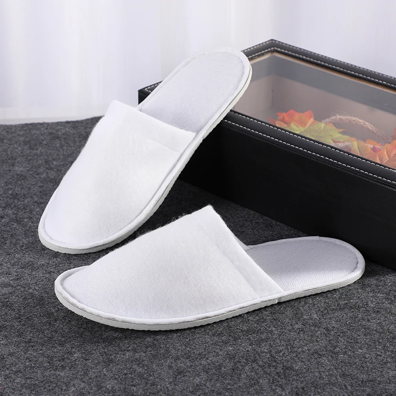 Disposable Linen and Coral Fleece Hotel Slippers Adult Recyclable Travel Slippers