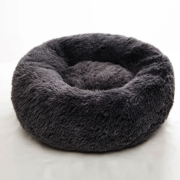 Comfortable Soft Plush Round Faux Fur Donut Pet Dog Cat Sleeping Cushion Bed