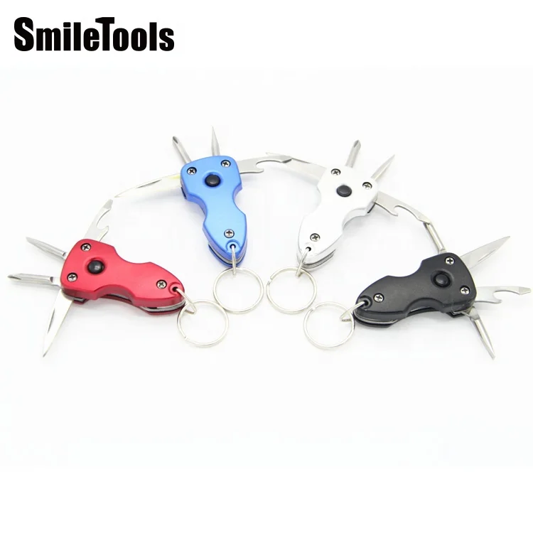 Multi-purpose Led Keyring Mini Outdoor Pocket Multi Tool With Led Flashlight Black/Red/Green