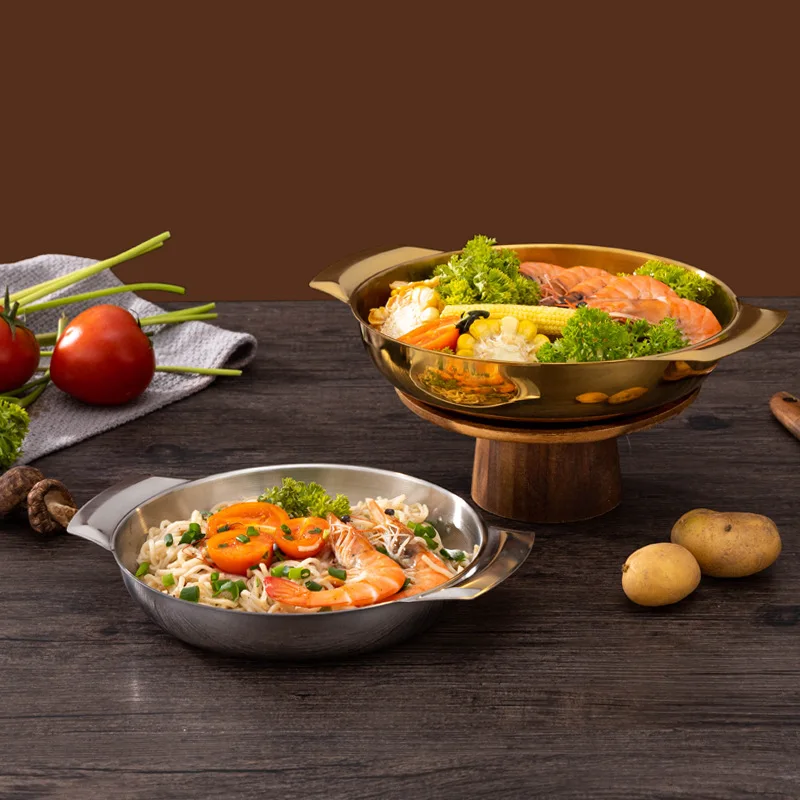 LIHONG Kitchen Paella Cookware Steel Nonstic Pan Set Spanish Seafood Frying Pot With Diameter 16cm/18cm/20cm