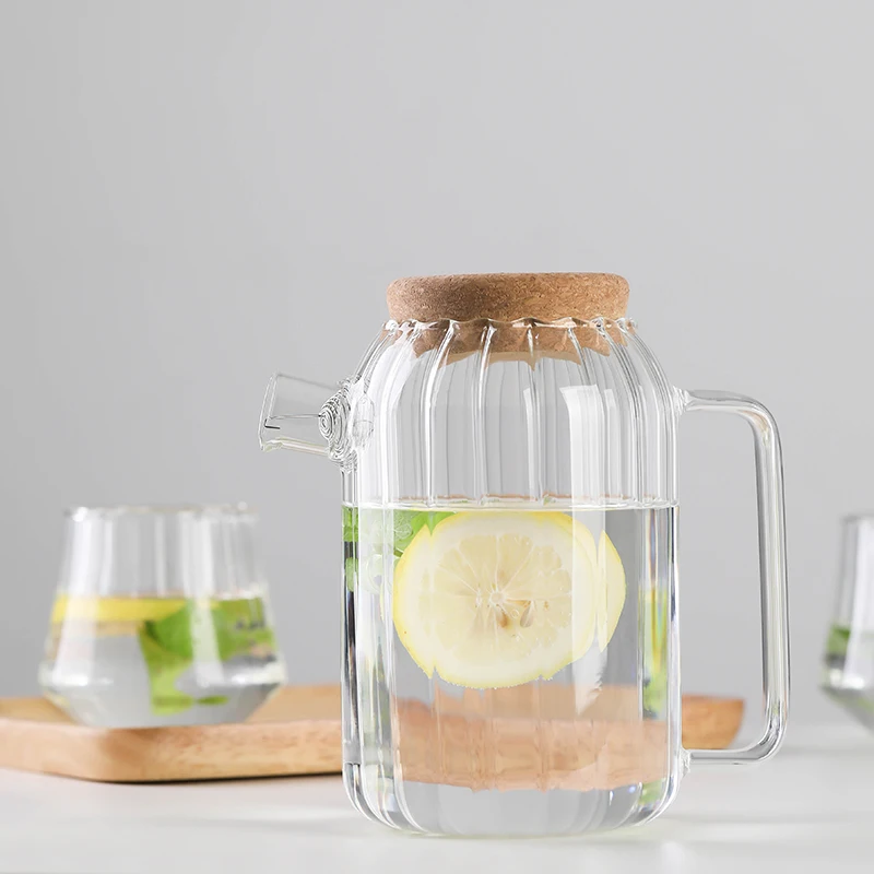 Creative Vertical Striped High Borosilicate Glass Teapot Set Transparent Heat Resistant Glass Teapot with Lid