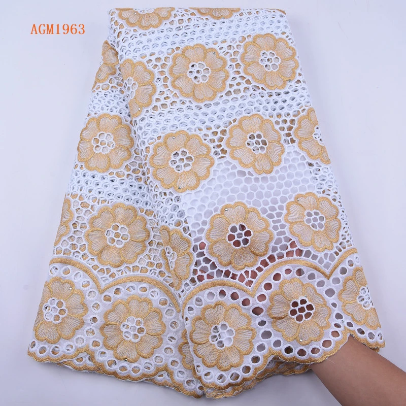 
Embroidery French Swiss Voile Lace High Quality African Lace Fabric Nigeria 100% Cotton Lace For Wedding Party Dress 1963 