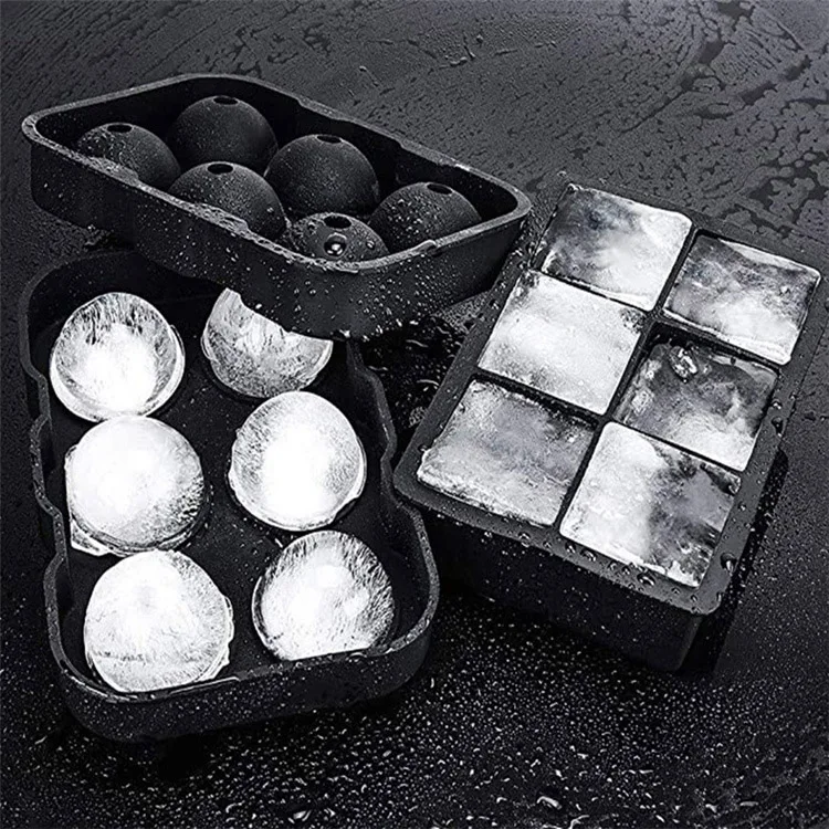 Square Ice Ball Cube Maker Mold Trays Round Ice Cream Mould Silicone Ice Cube Tray With Lid