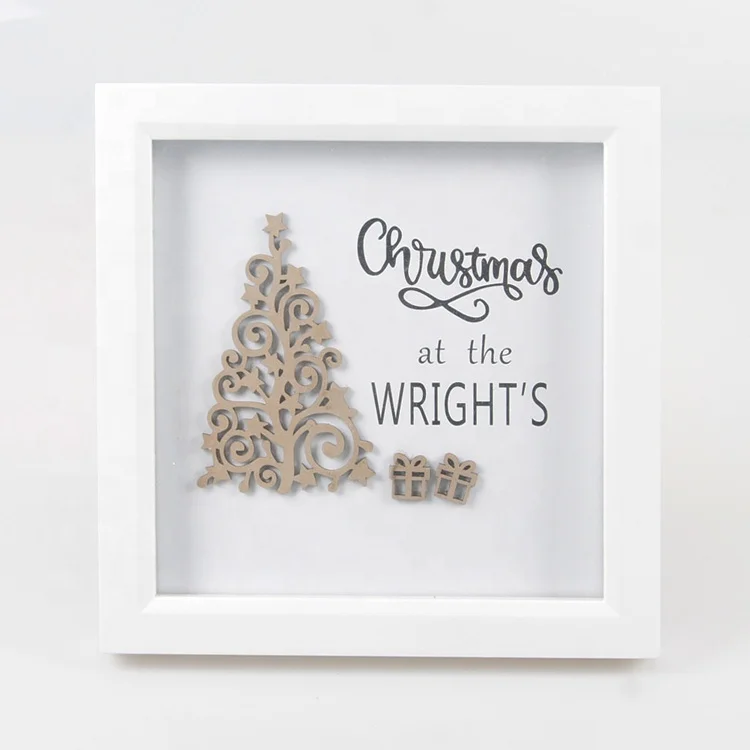 Phota   3d shadow box christmas picture frame wood  for wall and desktop