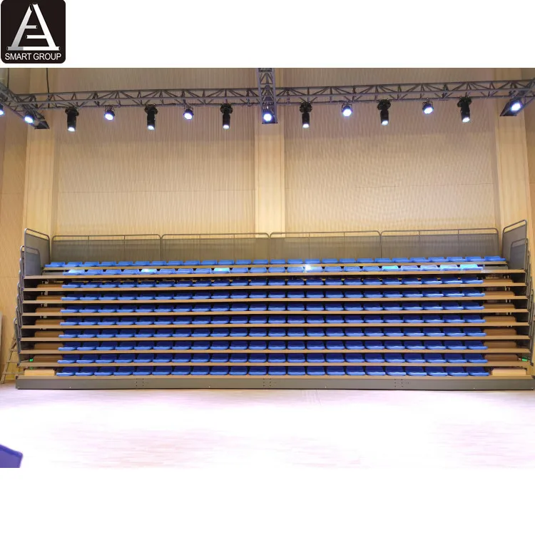 10 Rows Electric Telescopic Bleachers Tribune Seating  Indoor Basketball Retractable Stadium Bleachers Telescopic Gym Bleachers